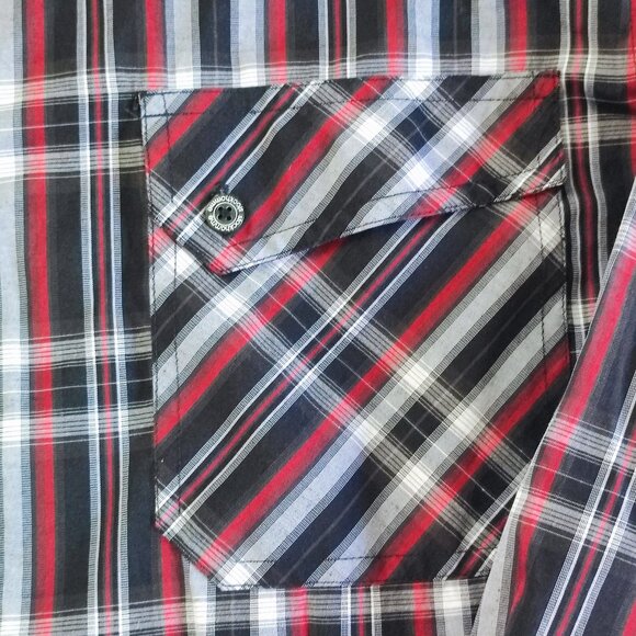 Stockhomme long sleeve button down shirt red and grey check men's size XXL - Picture 9 of 12